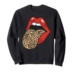 NWT Red Lips Leopard Tongue Cheetah Sweatshirt